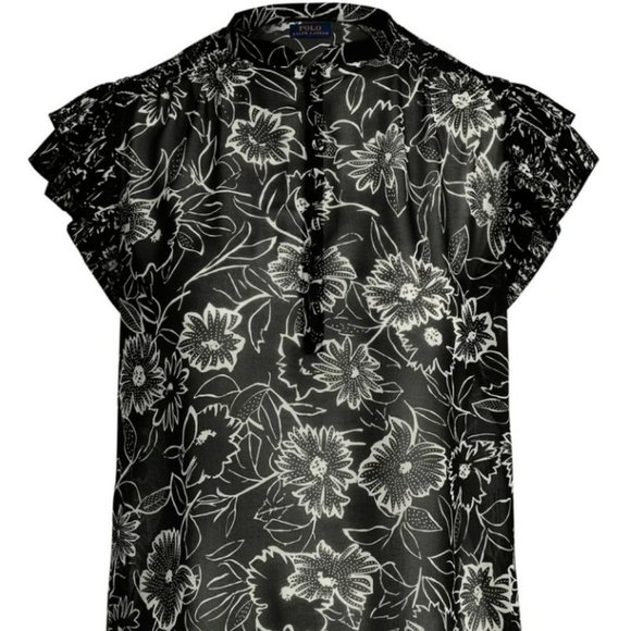 Polo Ralph Lauren Printed Floral Fly Away Blouse - Picture 2 of 6
